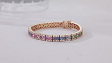 Load and play video in Gallery viewer, Luna Piena 18K/750 rose gold set with natural sapphire and diamond bracelet