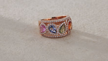 Load and play video in Gallery viewer, 18K natural pear-shaped sapphire colored gemstone diamond ring
