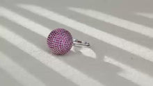 Load and play video in Gallery viewer, 18K natural full diamond spherical pink sapphire ring