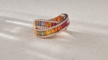 Load and play video in Gallery viewer, "Rectangular combination" Baguette 18K natural sapphire diamond ring