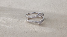 Load and play video in Gallery viewer, "Simple Lines" 18K natural white diamond linear double V-shaped silk scarf diamond ring