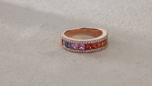 Load and play video in Gallery viewer, "Princess Combination" Princess 18K natural sapphire diamond ring