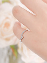 Load image into Gallery viewer, &quot;Simple Lines&quot; 18K set with natural white diamonds, V-shaped silk scarf style diamond ring
