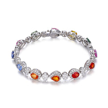Load image into Gallery viewer, OvalePear 18K/750 white gold set with natural egg-shaped pear-shaped colored gemstone bracelet
