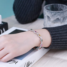 Load image into Gallery viewer, OvalePear 18K/750 white gold set with natural egg-shaped pear-shaped colored gemstone bracelet
