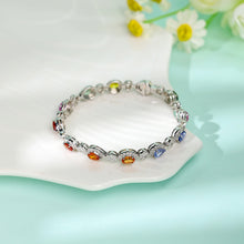Load image into Gallery viewer, OvalePear 18K/750 white gold set with natural egg-shaped pear-shaped colored gemstone bracelet
