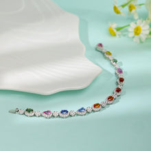 Load image into Gallery viewer, OvalePear 18K/750 white gold set with natural egg-shaped pear-shaped colored gemstone bracelet
