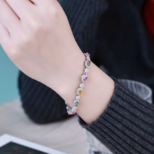Load image into Gallery viewer, OvalePear 18K/750 white gold set with natural egg-shaped pear-shaped colored gemstone bracelet
