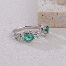 Load image into Gallery viewer, &quot;Snowy Mountains and Green Hills&quot; 18K emerald and diamond ring
