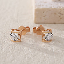 將圖片載入圖庫檢視器 18K心形鑲天然鑽石耳環
