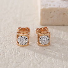 將圖片載入圖庫檢視器 18K心形鑲天然鑽石耳環

