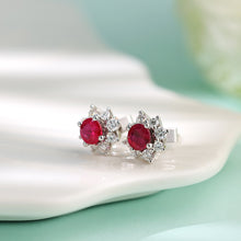 將圖片載入圖庫檢視器 18K紅寶石鑽石耳環
