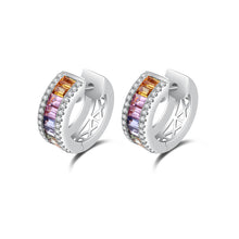 Load image into Gallery viewer, "Rectangular Combination" 18K natural rectangular sapphire colored gemstone and diamond earrings
