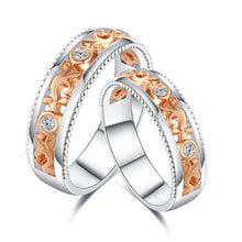 Load image into Gallery viewer, "Couple Ring" 18K rotatable custom-engraved couple diamond ring
