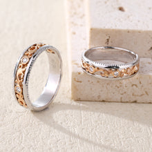 Load image into Gallery viewer, "Couple Ring" 18K rotatable custom-engraved couple diamond ring
