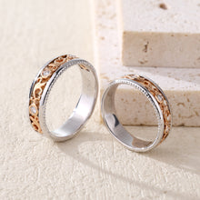 Load image into Gallery viewer, "Couple Ring" 18K rotatable custom-engraved couple diamond ring
