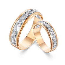 Load image into Gallery viewer, "Couple Ring" 18K rotatable custom-engraved couple diamond ring

