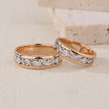 Load image into Gallery viewer, "Couple Ring" 18K rotatable custom-engraved couple diamond ring
