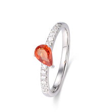 將圖片載入圖庫檢視器 18K梨形綠/藍寶石鑽石單行戒指
