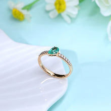將圖片載入圖庫檢視器 18K梨形綠/藍寶石鑽石單行戒指
