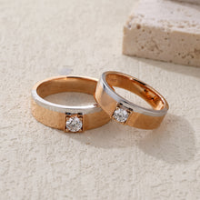 Load image into Gallery viewer, "Couple Ring" 18K rotatable custom-engraved couple diamond ring
