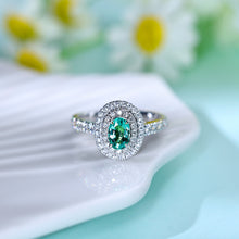 Load image into Gallery viewer, "Snowy Mountains and Green Hills" 18K emerald and diamond ring

