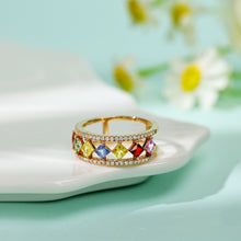 將圖片載入圖庫檢視器 『公主方組合』18K鑲天然藍寶石鑽石戒指
