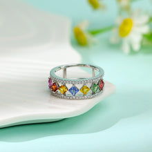 將圖片載入圖庫檢視器 『公主方組合』18K鑲天然藍寶石鑽石戒指
