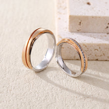Load image into Gallery viewer, "Couple Ring" 18K rotatable custom-engraved couple diamond ring

