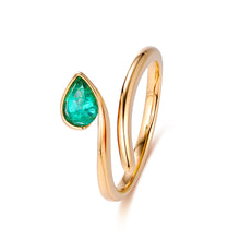 將圖片載入圖庫檢視器 18K梨形綠寶石流線形戒指
