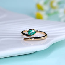 將圖片載入圖庫檢視器 18K梨形綠寶石流線形戒指

