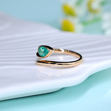 將圖片載入圖庫檢視器 18K梨形綠寶石流線形戒指
