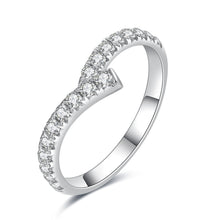Load image into Gallery viewer, "Simple Lines" 18K set with natural white diamonds, V-shaped silk scarf style diamond ring
