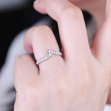 Load image into Gallery viewer, "Simple Lines" 18K set with natural white diamonds, V-shaped silk scarf style diamond ring
