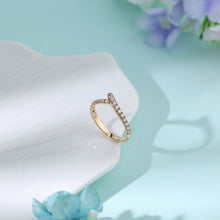 Load image into Gallery viewer, "Simple Lines" 18K set with natural white diamonds, V-shaped silk scarf style diamond ring
