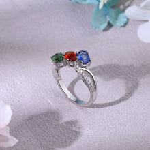 Load image into Gallery viewer, 18K natural egg-shaped sapphire colored gemstone diamond ring
