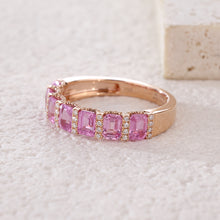 將圖片載入圖庫檢視器 『小八角組合』18K鑲天然半渾身彩虹/粉紅藍寶石鑽石戒指
