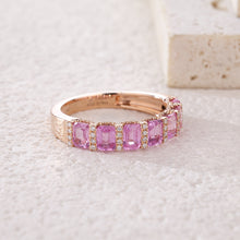 將圖片載入圖庫檢視器 『小八角組合』18K鑲天然半渾身彩虹/粉紅藍寶石鑽石戒指
