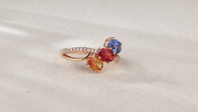 Load and play video in Gallery viewer, 18K natural egg-shaped sapphire colored gemstone diamond ring
