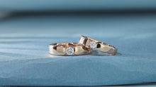 Load and play video in Gallery viewer, "Couple Ring" 18K rotatable custom-engraved couple diamond ring
