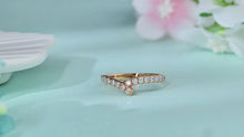 Load and play video in Gallery viewer, "Simple Lines" 18K set with natural white diamonds, V-shaped silk scarf style diamond ring
