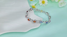 Load and play video in Gallery viewer, OvalePear 18K/750 white gold set with natural egg-shaped pear-shaped colored gemstone bracelet
