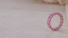 將影片載入圖庫檢視器並播放，『小八角組合』18K鑲天然渾身彩虹/粉紅藍寶石鑽石戒指
